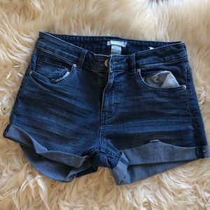 High Rise Dark Denim Shorts (size 4)